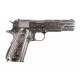 Страйкбольный пистолет Colt 1911 Etched Version, хром, металл, блоу бэк, грин газ